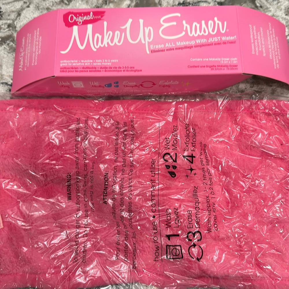 Pink make up remover cloth